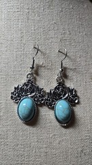 Turquiose Howlite Dangle Earrings Design #2. TB75J