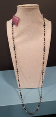 33″ Artisan Hand Crafted Rose Quartz Garnet & Hematite Necklace Sterling Clasp