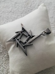 .925 Solid Silver Metallica Rock Metal Biker Pendant Stainless Steel Chain New.