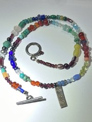 Vintage Artisan Handmade Rainbow Multicolor Gemstone Necklace