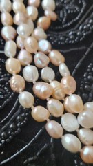 64 inch Freshwater Pearl Necklace White Peach Lavender Baroque Knotted 8mm x 6mm