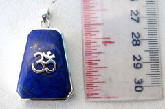 Vintage Sterling Silver & Grade A Quality Lapis Lazuli Eternal Om Pendant