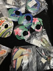 Lot of 13 Hand Painted Wooden Earrings Handmade in Indonesia Tropical Birds