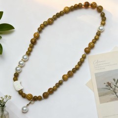 6mm Golden Sandalwood Fashionable Women’s Bracelet and Necklace Mala Beads