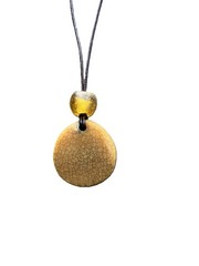 Carved Sun Pendant Necklace with African Glass Trade Bead