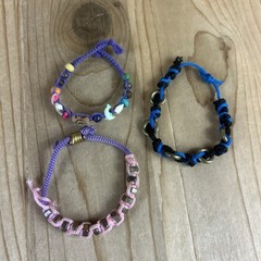 Handmade Beaded Bracelets Lot Of 3 Woven Knots Dolphin Beads