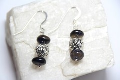 Iolite Dark Blue Roundel 10mm Gemstone Earrings .925 Sterling Silver 1 1/2″