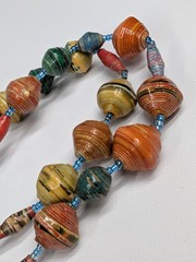 Colorful Handmade Paper Bead Multi Strand Necklace Recycled Paper Beads Boho