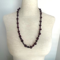 VTG Round Rhodolite Garnet Continuous Beaded Cluster Necklace 27″ Strand