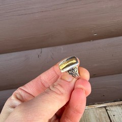 Silver & Gold Two Tone Mixed Metal Statement Ring Sz 7.5-8 Boho Artisan Filigree