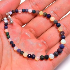 17.55 Ct. Natural Fire Ethiopian Opal Gemstone Round Beads Bracelet 7-8″ A-2236