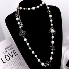 Floral women’s pearl enamel metal necklace (32 Styles)