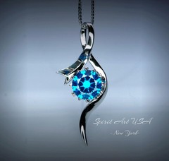 Round Blue Topaz Necklace – Sterling Silver Swirl Bow Infinity 2 CT Blue Topaz