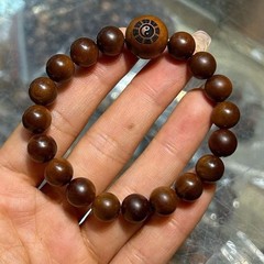 Natural Lightning-Struck Jujube Wood Bracelet with Round Buddhist Prayer Beads