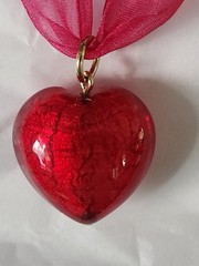 salviati murano art glass red heart pendant 925 silver italy