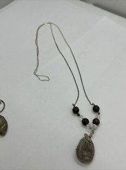 Deb Guyot Sterling Silver Smoky Druzy Quartz Necklace and Earring Set