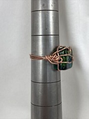 Handmade ~ Copper Wire Wrap ~ Glass Bead Ring ~ Size 10 #127