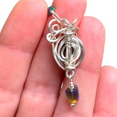Ethiopian Black Opal Pendant 925 Silver Wire Wrap Necklace Handmade Jewelry
