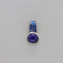 Natural, Genuine Blue Round Circle LAPIS LAZULI Pendant 925 STERLING SILVER #99