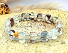 Natural Garden Quartz Oblong Tile Beaded Bracelet