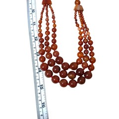 Vintage Carnelian Gemstone Graduated Beaded Triple Strand Necklace 30″