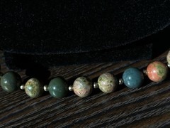Unakite & Dragon Blood Jasper Gemstone Beaded 34 Inches Necklace