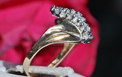 10k yellow gold ring 0.25c natural diamond sz 6.5 vintage handmade 2.65gr Gab183