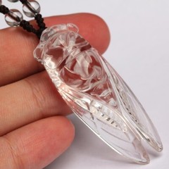 Natural White Jade Handmade Carved Cicada Necklace Pendant As A Gift for Women