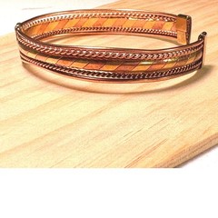 Mixed Metal Cuff Bracelet Women’s 7.75 Copper Brass Good Braided Boho