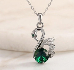 2.50 Ct Certified Green Diamond Swan Pendant, Tariffs FREE & matching Studs.