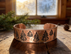 Handcrafted Trees Engraved Copper Cuff Bracelet…Ethically Sourced…Ships Free