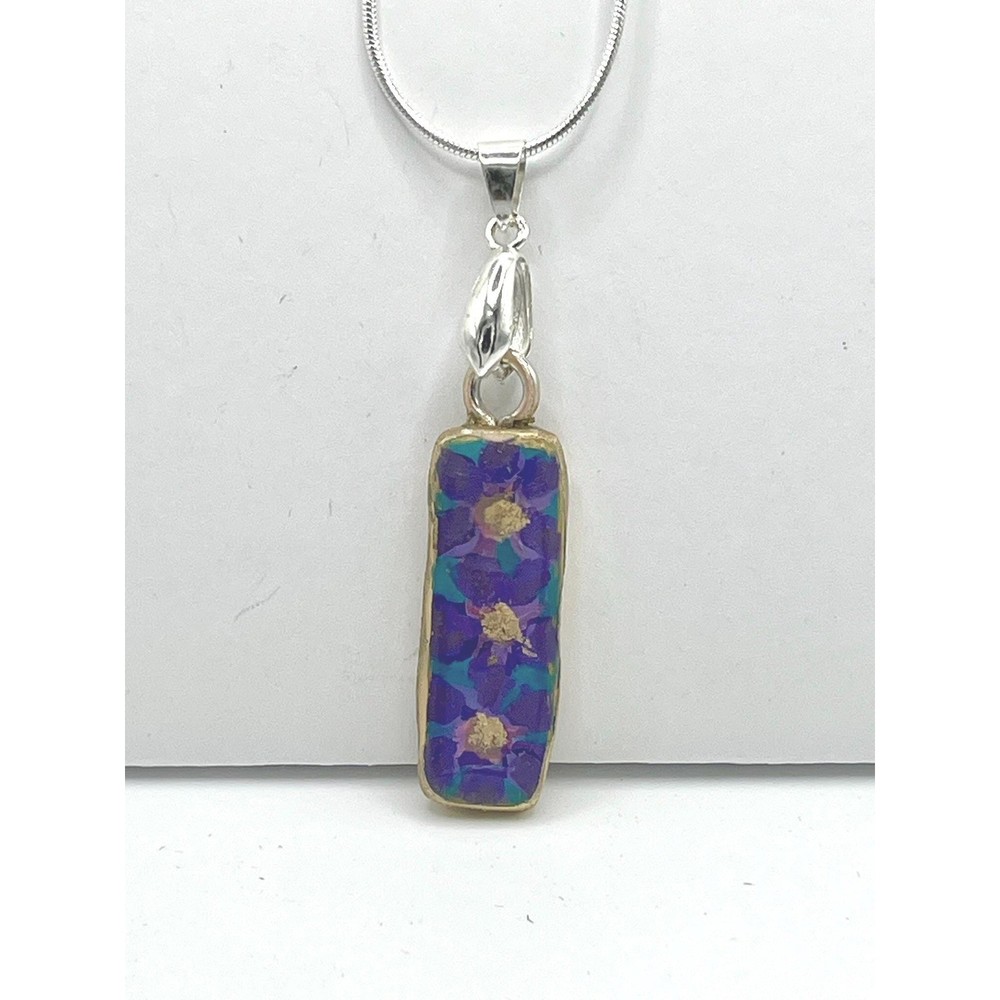 Polymer Clay Floral Pendant Necklace, Garden Art Cottagecore Boho Jewelry