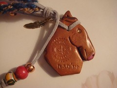 #736 Handmade A Polymer Clay Horse Head Decoration with Crystals.