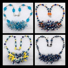 Spikey Spiney Caterpillar Necklaces Silver-tone Glass Preciosa Crystals Quartz