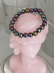Handmade Rainbow Hematite Bracelet 8mm, Size 16cm, Healing Stretchy Bracelet