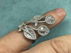 CN FZN Sterling Silver & CZ Cubic Zirconia Leaf Leaves Ring Wrap Sz 7 Sparkle