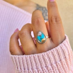 Oyster Copper Turquoise Ring 925 Sterling Silver Ring Opal Turquoise Ring USA