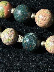 Unakite & Dragon Blood Jasper Gemstone Beaded 34 Inches Necklace