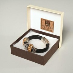 ARTISAN CRAFTED FOLK ART LEATHER, CERAMIC, & METAL BRACELET BY JENNIFER SALAK