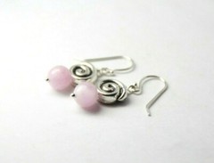 Kunzite Light Purple 7mm Ball Gemstone .925 Silver Earrings Spiral Design 1 1/8″