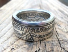 Handmade Morgan Silver Dollar Coin Ring – Mens Silver ring from coin- Sizes 8-14
