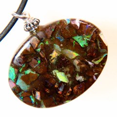 70.7c QUEENSLAND BOULDER OPAL IN RESIN 925 STERLING SILVER PENDANT OCA19276