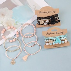Boho Stackable Beaded Bracelets Set For Women Multilayer Tassel Coin Charm Boho