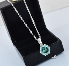 RARE 6 Ct Certified Blue Diamond Pendant Necklace-FREE Diamond studs.Free Tariff