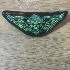Hand Made In USA Fused Dichroic Glass Pin 2 1/2 Inches Wide