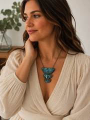 Handmade Patina Copper Reversible Pendant Necklace | Modern Artisan Statement