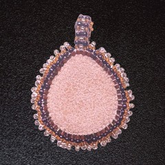 Handmade Bead-Embroidered Amethyst & Hematite Pendant