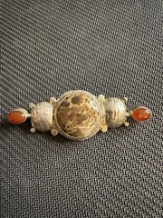 James Hemmel Signed Abstract Modernist Brown Agate Carnelian Brooch, 2.25in