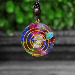 Seven Veins Energy Pendant Necklace Women Men Orgone Rainbow Crystal Necklack