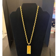 Handmade Pendant Necklace 20.5″ Gold Dichroic Glass Beaded Spiral Rope Artsy